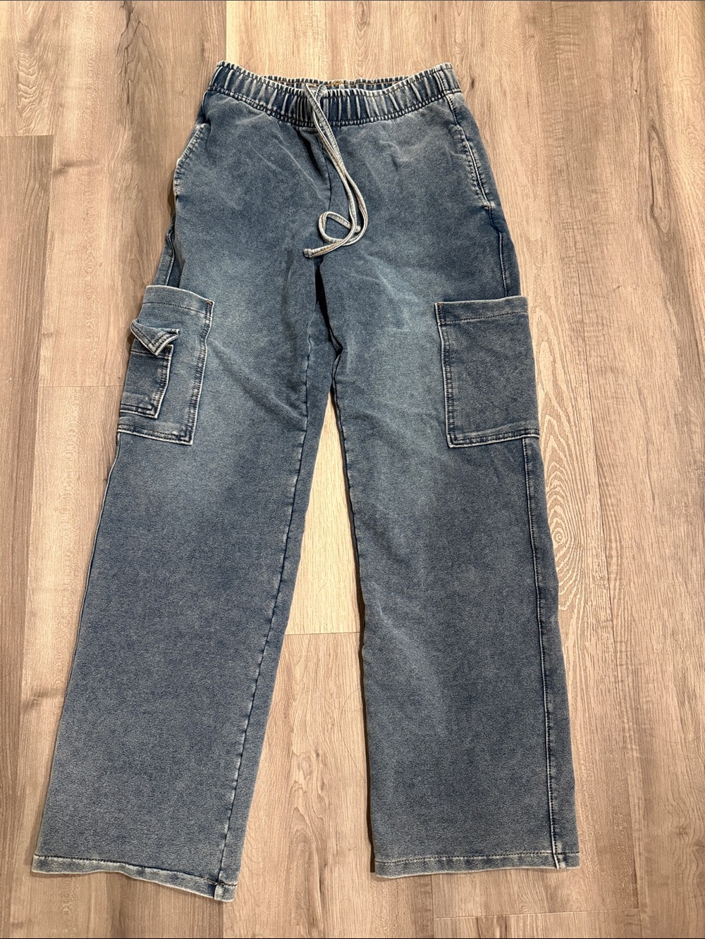 Vanilla Star Women's Sweat Pant Denim Cargo Joggers